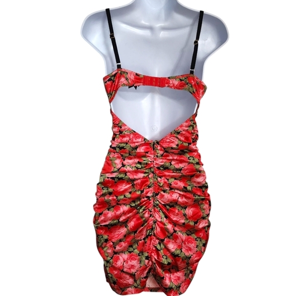 For Love And Lemons Floral Ruched Mini Dress Womens Size Small - Picture 3 of 14